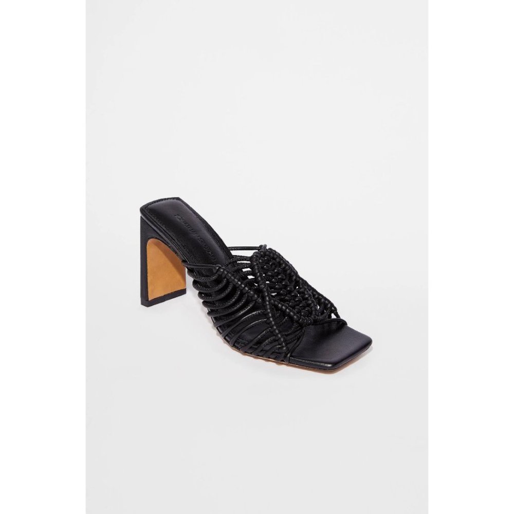 Jonathan Simkhai Audra Macrame Heeled Sandal in Black Size EU 36 | US 6 - Picture 6 of 12